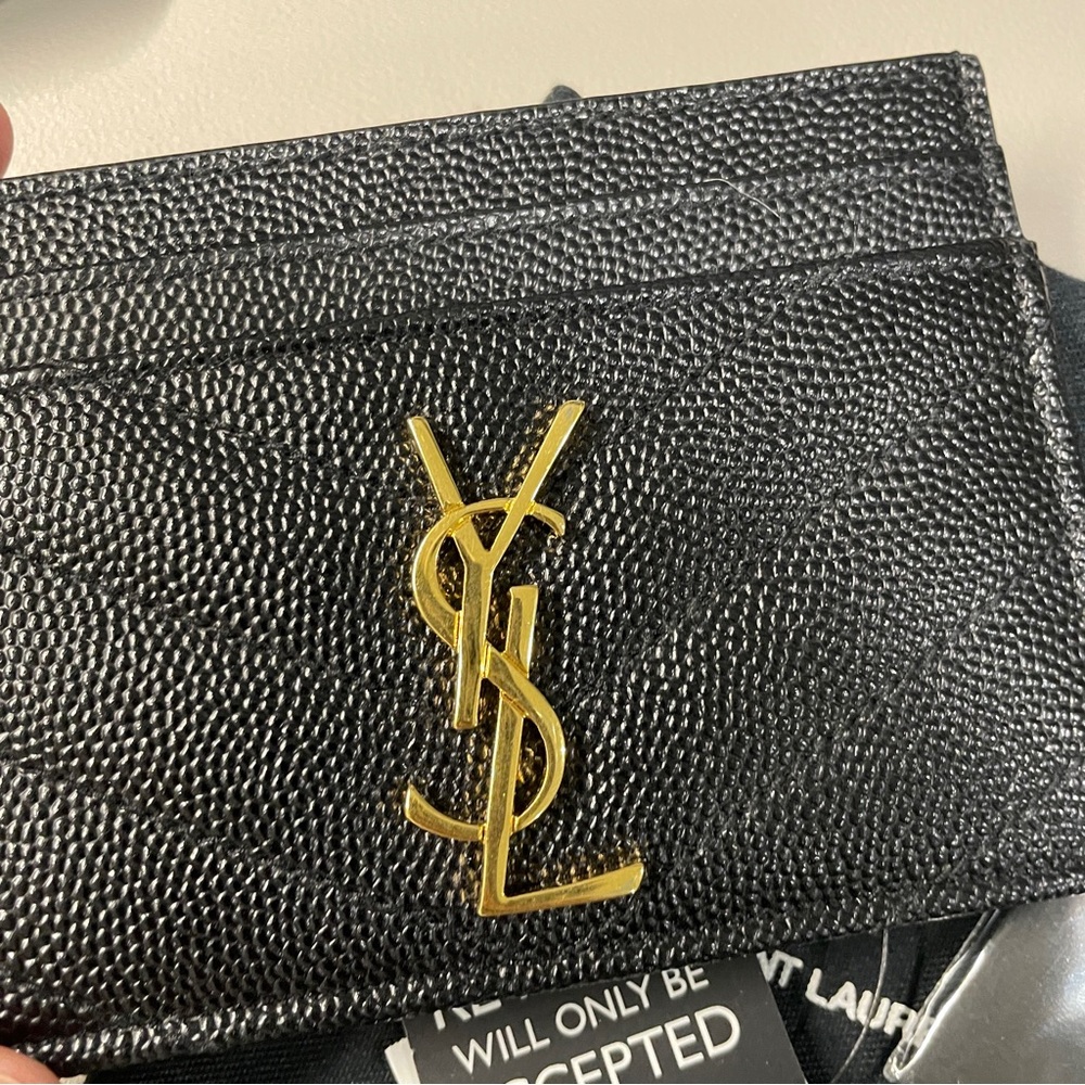 Saint Laurent Black Card Holder with Gold Logo - Picture 8 of 8